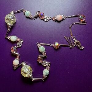 Elegant Silver and Cream Beaded Necklace